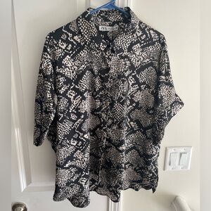 Zara NWT Monochrome Snakeskin Print Blouse XXL